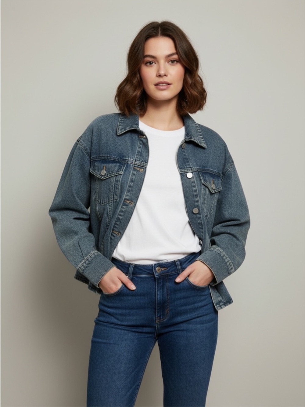 Prettylittlething Women's Blue and Grey Jacket